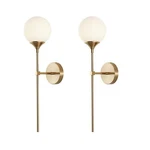 Kco Mid-century Modern Wall Mounted Sconces Set Of 2 Brushed Gold Globe Vanit.... Fixed Price $138.81.