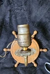 Antique Nautical Wooden And Metal Wall Sconce Lamp With Glass Details. Fixed Price $24.99.