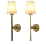 (2) Permo Modern Vintage Wall Sconce W/flared White Shades,bedroom Living. Fixed Price $29.99.