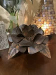 Jan Barboglio Retired Hand Forged Iron Miracle Guadalupe Flower Candle Holder. Fixed Price $235.00.