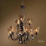 Uttermost Vetraio 9-LIGHT Metal Brass Glass Chandelier In Oil Rubbed Bronze. Fixed Price $1531.20.
