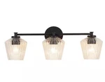 Black Vanity With Clear Ribbed Glass Shade Alsy 24 In. 3-LIGHT. Fixed Price $24.99.