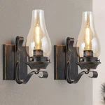 2 Pack Indoor Amber Glass Wall Light Vintage Oil Rubbed Bronze Sconce Fixtures. Fixed Price $69.99.