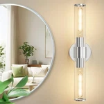 Deyidn 20 In. Modern 2-LIGHT Chrome Vanity Lights Clear Glass Shade Wall Sconce. Fixed Price $30.39.