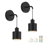 Coinmit Wall Light Battery Operated Sconces Set Of 2,BLACK Indoor. Fixed Price $82.42.