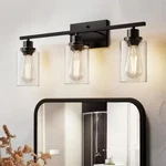 Yansun 3-LIGHT Industrial Vanity Fixtures Matte Black 24" H-WL011. Fixed Price $47.99.