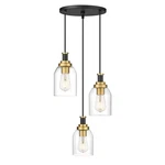 Zeyu Pendant 4.7 Inch, 3-LIGHT, Black & Gold + Clear Glass. Fixed Price $109.99.