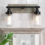 Laluz Faux-wood Bathroom Light Fixtures, Farmhouse 2 Vanity With Mason Jar. Fixed Price $129.16.