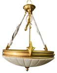 Modern Dome-shape Incandescent Wall Light Alabaster Gold Pendant Fixture. Fixed Price $474.99.