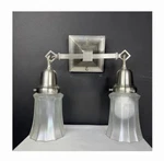 Rejuvenation 2-LIGHT Wall Fixture Brushed Nickel / Opal Glass Shades. Fixed Price $375.00.
