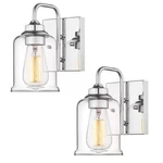 Jazava 4.7" Modern Industrial Chrome Vanity Light Sconces Clear Glass Shade 2PK. Fixed Price $50.88.