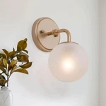 Uolfin Modern Globe Gold Wall Sconce 1LIGHT Vanity Lamp With Frosted White Shade. Fixed Price $21.99.