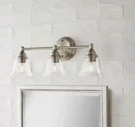 3-LIGHT Brushed Nickel Transitional Vanity (shades/bulbs Not Included) New. Fixed Price $34.99.