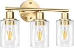 Zarbitta 3-LIGHT Metal & Glass Brushed Gold Bathroom And Bedroom Fixtures. Fixed Price $49.99.