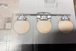 Globe Pearson 3-LIGHT Chrome Vanity With White Frosted Glass Shades. Fixed Price $55.00.