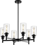 Modern Farmhouse 6-LIGHT Black Glass Chandelier For Kitchen Dining Room. Fixed Price $149.99.