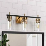 Zevni Modern Brass Gold Bathroom Vanity Light W/ Cylinder Clear Glass Shades. Fixed Price $85.14.