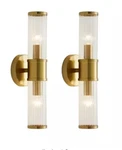 Kaisite 17.7 In. 2-LIGHT Gold Wall Sconce + Cylinder Glass Shade Modern Pack. Fixed Price $39.99.