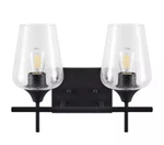Merra Vanity W/ Seeded Glass Shades 2-LIGHT Bathroom Sconce Black HCF-28N2-00. Fixed Price $40.00.