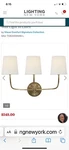Pair Of Thomas Brien By Visual Comfort Antique Brass 3 Light Sconces.. Fixed Price $725.00.