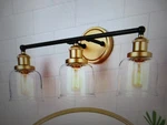 Uolfin Modern Dome Bathroom Vanity 3-LIGHT Black & Brass Bell Wall Sconce. Fixed Price $84.11.