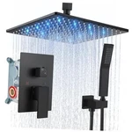 Ceiling Mount Shower Faucet Set With 12 Inch Led Head Matte Black. Fixed Price $236.99.