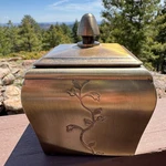 Thomas Brien Vintage Modern Antique Bronze Tone Floral Lidded Trinket Box. Fixed Price $37.00.