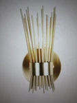 Alsy 10 In. 1-LIGHT Brushed Gold Sconce With Open Rod Metal Shade. Fixed Price $33.20.