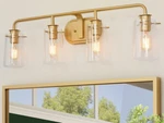 Uolfin 31 In. 4-LIGHT Farmhouse Brass Gold Wall With Seeded Glass Shades. Fixed Price $79.99.