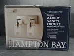 Hampton Bay Regan 12.75 In. 2-LIGHT Brushed Nickel Vanity With Clear Glass. Fixed Price $40.99.
