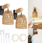 Rechargeable Rattan Wall Sconces With Remote, Set Of 2 For Home Decor. Fixed Price $137.99.