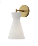 Alora Mood Betty Sconce, 1 Light, 6" Wall, Gold/opal Glass Shade, WV473706AGOP. Fixed Price $100.00.