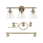 Globe Electric Parker 3-LIGHT Antique Brass 5-PC All-in-one Bath Vanity. Fixed Price $149.95.