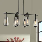 Possini Euro Wexford 36 1/2" Wide Black Linear 6-LIGHT Island Pendant. Fixed Price $399.99.