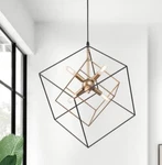 Lnc A03931 6-LIGHT Black Gold Nested Sputnik Cage Chandelier, Pendant. Fixed Price $99.99.