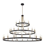 Justice Design Clayton 60" 3 Tier 45LT Chandelier, Black/brass NSH-8049-MBBR. Fixed Price $4398.40.