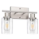 Shinetech 2-LIGHT Bathroom Fixtures, Modern Vanity Lights With Clear Gl.... Fixed Price $44.02.