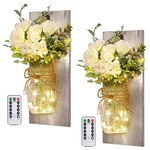 Wall Decor Mason Jar Sconces - Home Art Hanging Design With Remote.... Fixed Price $46.07.