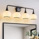 Kaisite 30" 4-LIGHT Black Bathroom Vanity W/milky White Globe Glass Shades. Fixed Price $48.99.