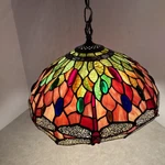 Vtg Dragonfly Dale Tiffany 14 Hanging Lamp 12 Chain 3 Light Stain Glass Switc. Fixed Price $480.00.