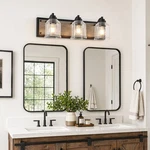 23'' Vanity Light Led Wood Grain Bathroom Mirror Wall Sconce Black Fixture. Fixed Price $99.99.