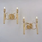 Pair Vintage Palm Tree Wall Lights Sconces Sciolari Style Crystals & Gold, 1970S. Fixed Price $772.91.
