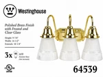 Westinghouse 64539 3-LIGHT Vanity Bathroom Polished Brass Frosted Glass. Fixed Price $59.99.