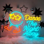 Music Neon Sign: Dance The Night Away, Disco Ball, Retro Led Light Decor. Fixed Price $49.58.