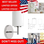Elegant Dimmable 1-LIGHT Polished Nickel Wall Sconce With Etched Glass Shade. Fixed Price $43.99.