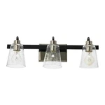 Robert Stevenson Jameson 22" 3 Light Matte Black Nickel Vanity Seedy Glass. Fixed Price $31.99.