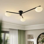 3-LIGHT Modern Sputnik Chandelier With Milk Glass Shade Black Flush Mount C.... Fixed Price $180.46.