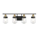 Savoy House Macauley 4LT Bathroom Vanity Light, Black/brass 8-2069-4-51. Fixed Price $346.00.