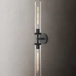 Zhtiechui Modern 2 Bulb Black 30IN Knurled Wall Sconce Double Glass Light. Fixed Price $189.99.
