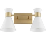 Quorum Lighting Beldar Vanity, 2-LIGHT 200 Total Watts, Aged Brass W/ Gloss Opal. Fixed Price $119.29.